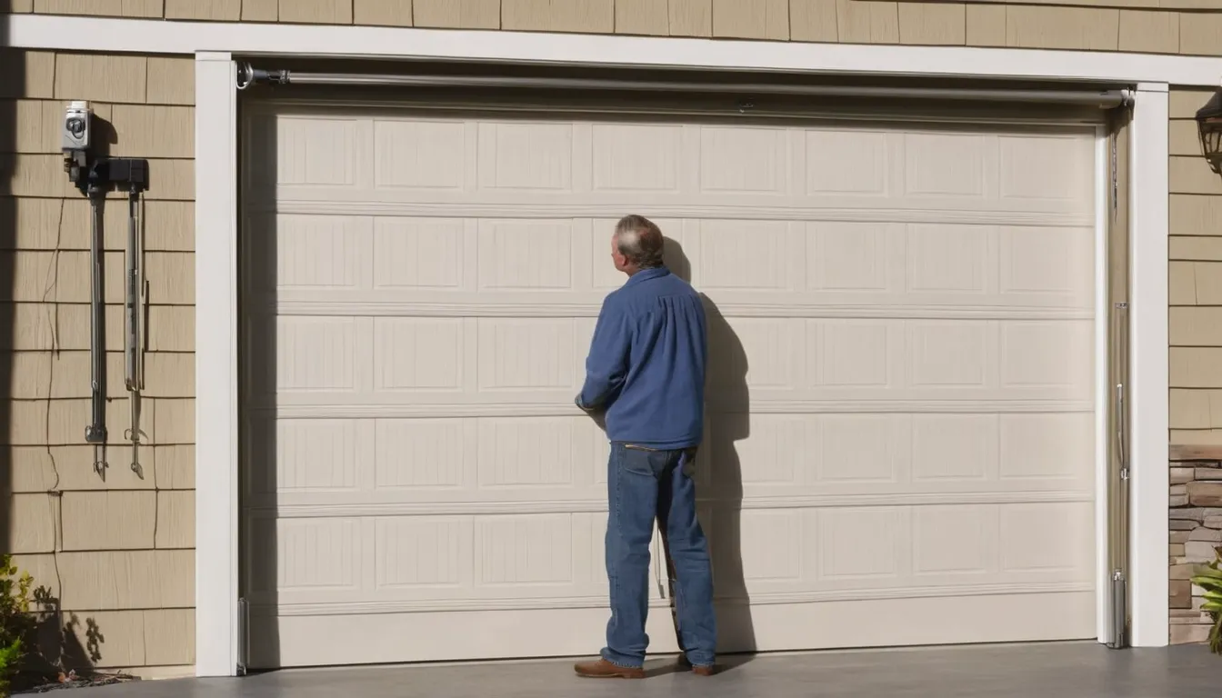Provider inspecting a garage door torsion spring in a home near Draper